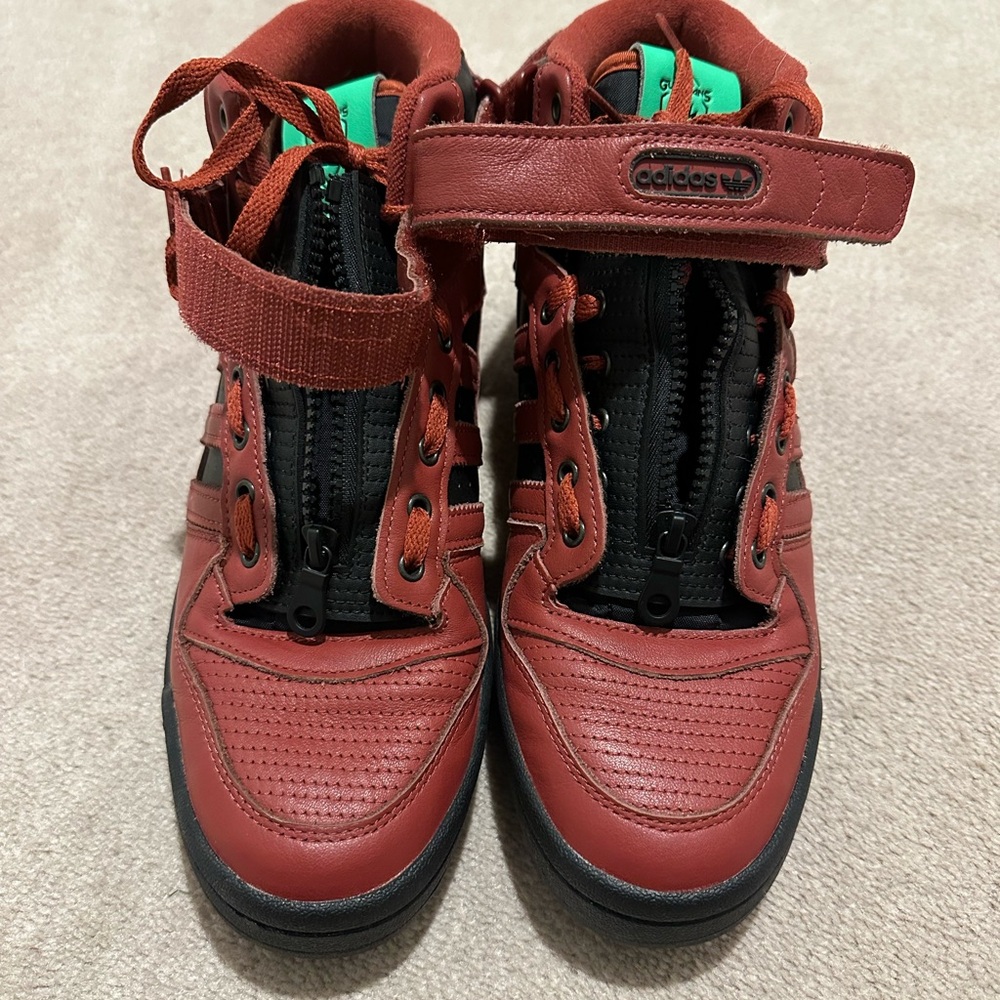 Adidas Red and Black High-Top Sneakers